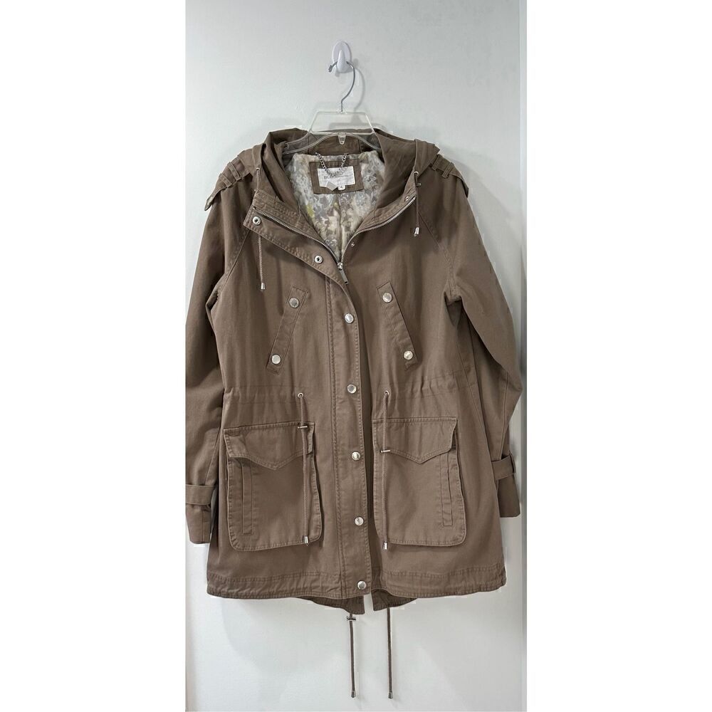 BCBGeneration women’s tan drawstring hooded coat size XL. #34-1232